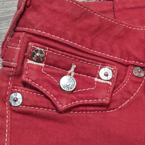 True Religion Red Skinny Jeans Womans Sz 29 Stretch Low Rise - Picture 13 of 14